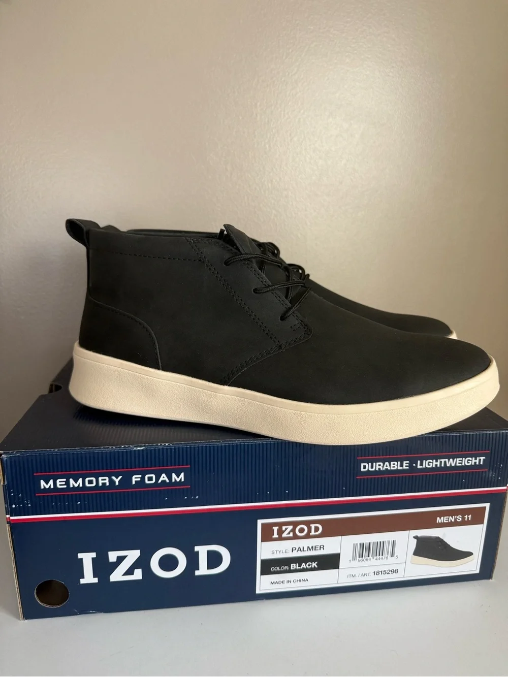 Izod Men's Palmer Casual Chukka Boot‎ 1815298 Black White New in Box Size 11